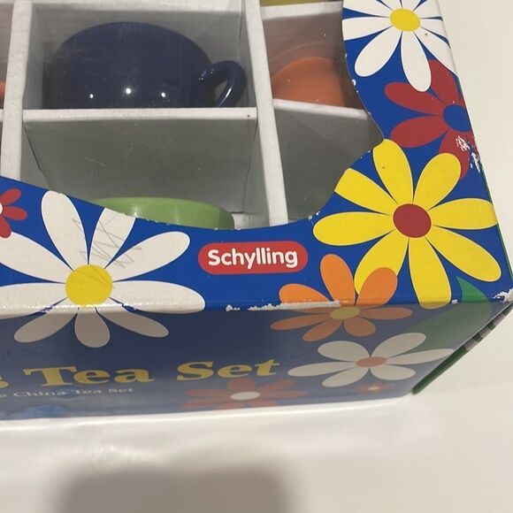 Schylling Retro Fiesta Style Childs Ceramic China Tea Set - Picture 14 of 15